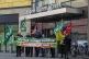 People demonstrate outside Glasgow Queen Street Station as S