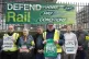 Members of the RMT picket at the entrance to Waverley Statio