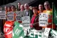 RMT general secretary, Mick Lynch, on a picket line outside 