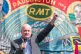 RMT general secretary, Mick Lynch speaks at a rally outside 