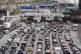 Cars queue at the check-in at the Port of Dover in Kent as m