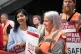 Zarah Sultana, MP for Coventry South (left), on the picket l