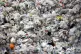 A mountain of plastic at a recycling plant