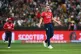 England's Sam Curran celebrates taking the wicket of Pakista