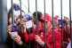 Liverpool fans stuck outside the ground showing their match 
