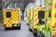 Ambulances outside Waterloo Ambulance Station, south London.
