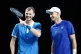 Scotland's Jamie Murray (left) and Andy Murray in their matc