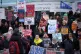 Protesters on the picket line outside University College Hos