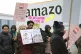 Members of the GMB union during a rally outside the Amazon f