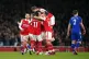 Arsenal's Gabriel Martinelli celebrates scoring against Ever