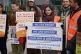 Striking NHS junior doctors on the picket line outside Queen
