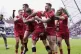 Catalans Dragons’ Paul Seguier (centre) celebrates with te