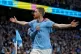 Manchester City's Kevin De Bruyne celebrate scoring against 