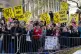 Protesters waiting for the arrival of Charles and Camilla Wi