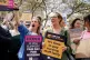 NHS workers on the picket line outside St Thomas' Hospital, 