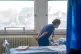 A general view of staff on a NHS hospital ward at Ealing Hos