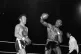 Marvin Hagler (r) catches Alan Minter (l) with a vicious rig