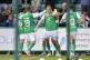 Hibernian's Dylan Vente (centre) celebrates scoring during a