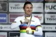 Britain's Sarah Storey poses with her gold medal after winni
