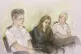A drawing of nurse Lucy Letby listening to the verdicts bein