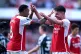 Arsenal's Declan Rice (right) and team-mate Gabriel celebrat