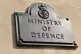 The sign for the Ministry of Defence in London