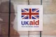 A UK aid label attached to boxes