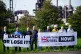 Workers outside Tata Steel's Port Talbot steelworks in south