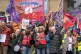 Lecturers and other university staff take part in a rally on
