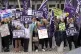 School support staff members of Unison during a rally outsid