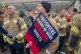 Firefighters from the Fire Brigades Union (FBU) take part in