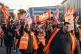 Members of the GMB union on the picket line outside the Amaz
