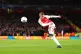 Arsenal's Oleksandr Zinchenko attempts a shot on goal which 