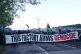 Trade unionists and protesters form a blockade outside weapo