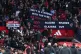 A view of Manchester United fans protest banners against the