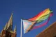 A rainbow flag, a symbol of lesbian, gay, bisexual, transgen