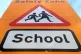 A general view of a school safety zone sign