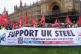 Workers from Tata's Port Talbot steelworks gather at College