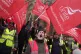 Workers from Tata's Port Talbot steelworks gather at College