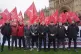 Workers from Tata's Port Talbot steelworks gather at College