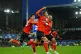 Luton Town's Cauley Woodrow celebrates scoring their side's 