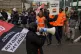 Amazon staff members on a GMB union picket line outside the 