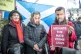 Campaigners gather outside the Scottish Parliament at Holyro