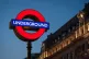 A London Underground roundel at Oxford Circus station, in Lo