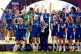 Chelsea manager Emma Hayes and Millie Bright lift the trophy