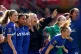 Emma Hayes and her players celebrate winning the Barclays Wo