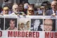 Victims and campaigners outside Central Hall in Westminster,