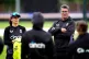 England head coach Jon Lewis and Maia Bouchier during a nets
