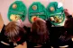 Primary school pupils eating school dinners