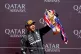Mercedes' Lewis Hamilton celebrates with the trophy at Silve
